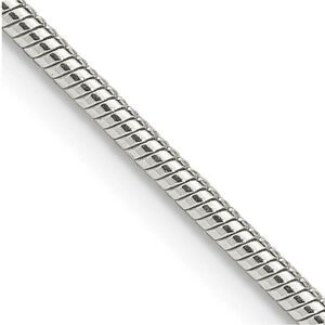 1.75mm Sterling Silver, Round Solid Snake Chain Necklace, 20 Inch